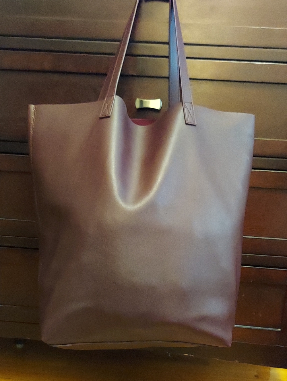 Vegan Leather Tote Bag in Deep Burgundy - Verge Creative Group